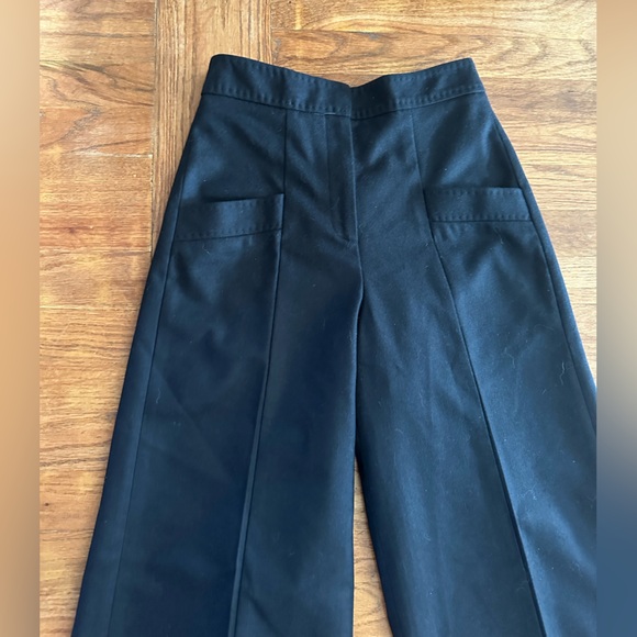 Me+EM Designer Black Wool Wide Leg Crop Pants High waisted Woman's 6 Polished - Picture 3 of 7